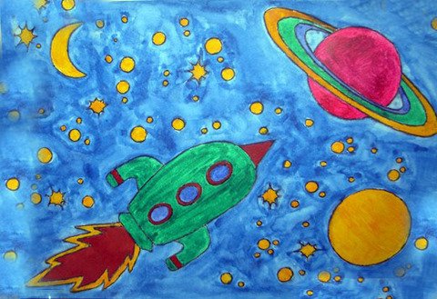 Изо космос 2 класс презентация поэтапное рисование. Рисунки на тему космос для детей. Детские рисунки на тему космос. Рисунок ко Дню космонавтики. Рисунок на день космонавтики для детей.